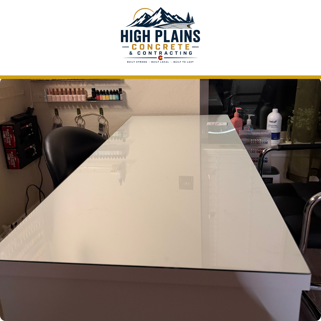 Before and after of Custom Glass Countertop Protection for Nail Salon in Castle Rock, CO